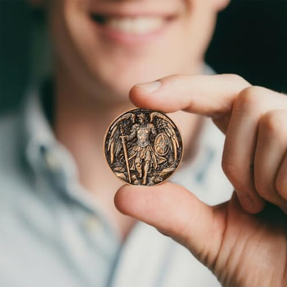 Leabet religious talisman pocket token held to showcase compact carrying size