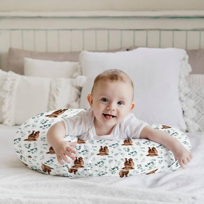 Side view of western farm animal print nursing pillowcase