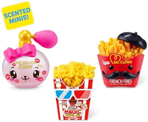 Close up view of rare scented and liquid filled Kawaii Mini Brands collectibles.