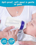 Six pack arrangement of premium transparent silicone bottle nipples for growing babies six months plus.