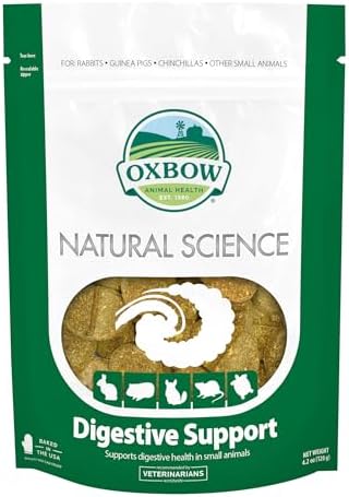 Oxbow small animal digestive health tablets showing sixty count nutritional facts label.