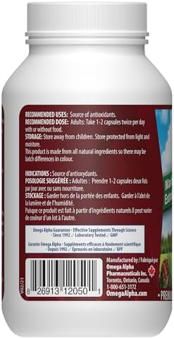 Omega Alpha Maritime Pine Bark Extract supplement facts label and ingredient details