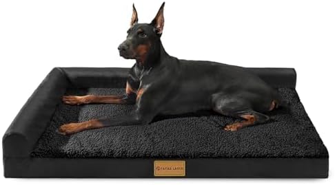 Patas Lague Orthopedic Dog Bed Large Sized Dog 36''X24'', Waterproof L Bolster Medium Pet Sofa Beds with Removable Washable Cover, Soft Pet Couch Crate Mat with Nonskid Bottom, Black - Image 2