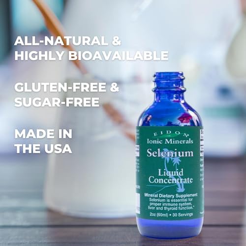 Sodium selenate liquid dietary supplement bottle for thyroid health support