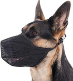 Breathable adjustable puppy muzzle for scavenging prevention side view