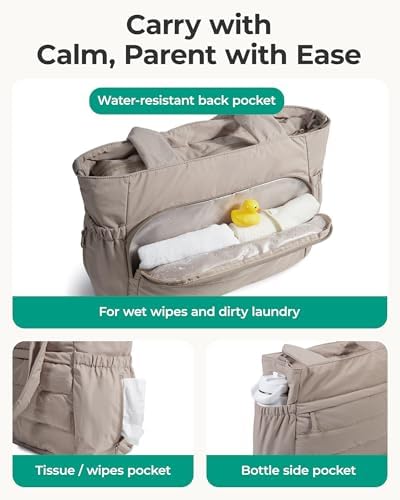 Bagsmart puffy tote bag attached to stroller