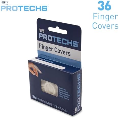 Assorted sizes of latex protective finger covers showing small medium and large variants
