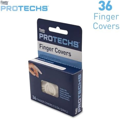 Assorted sizes of latex protective finger covers showing small medium and large variants