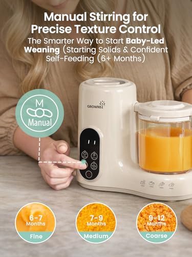 Close up of the digital control interface on the authentic cream baby food maker.