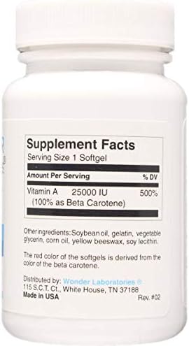 Wonder Laboratories Beta Carotene 7500 mcg imported dietary supplement packaging details