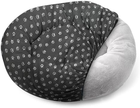 Extra large 55 inch washable dog bed cover unzipped on a flat surface