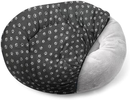 Extra large 55 inch washable dog bed cover unzipped on a flat surface