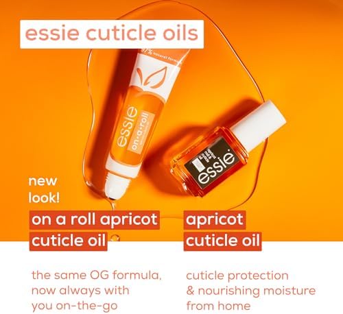 Essie Apricot Cuticle Oil held in hand demonstrating travel-friendly size