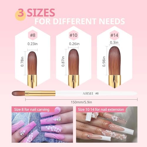 Airsee 3A plus nylon brush set gold ferrule