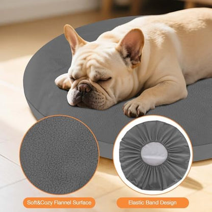 Water droplet resistance test on the gray washable dog bed protector fabric.