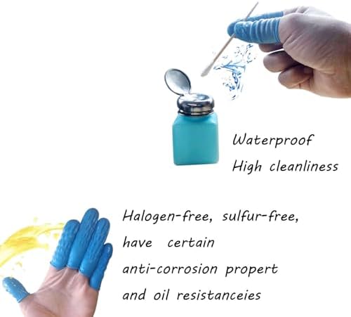 Disposable latex free finger covers showing touch screen compatibility