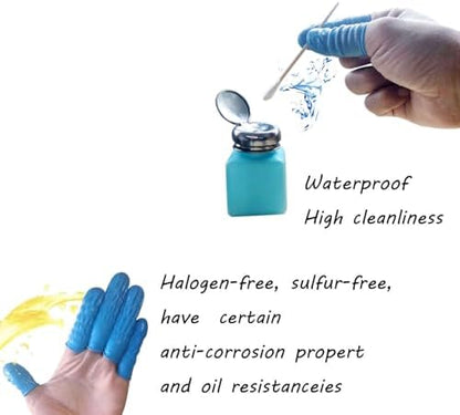 Disposable latex free finger covers showing touch screen compatibility