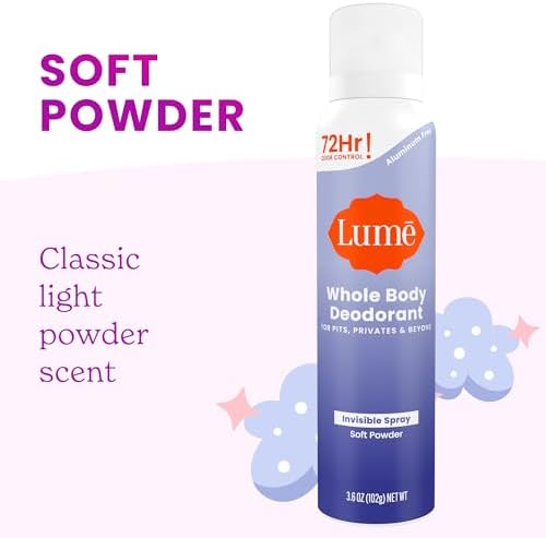 Back label of Lume Invisible Spray Deodorant showing usage instructions and features.