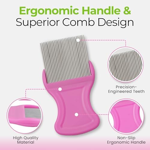TheNitFairies - Professional Head Lice Comb for Kids/Adults, Unique Comb Design for Effective Head Lice Treatment, Fine Stainless Steel Teeth, Made for All Hair Types (Long, Short, Curly) - Pack of 2 - Image 6