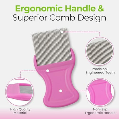 TheNitFairies - Professional Head Lice Comb for Kids/Adults, Unique Comb Design for Effective Head Lice Treatment, Fine Stainless Steel Teeth, Made for All Hair Types (Long, Short, Curly) - Pack of 2 - Image 6