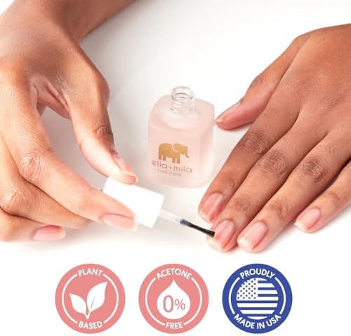Close up of Ella+Mila nail repair solution label
