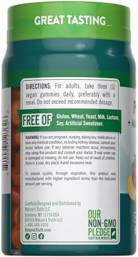 Nature's Truth 60 count electrolyte balance supplement nutritional facts label