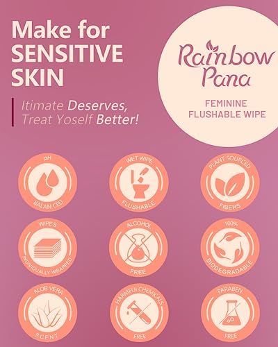 Close up of plant sourced fiber texture of Rainbow Pana flushable wipes.