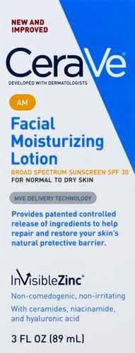 CeraVe AM face lotion broad spectrum UVA UVB protection with InVisibleZinc technology