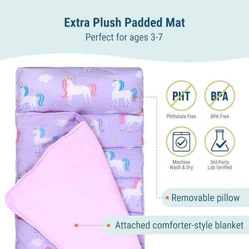 Wildkin Kids Original Nap Mat showing removable pillow insert