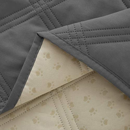Grey Ameritex dog bed blanket folded neatly to highlight its lightweight texture.