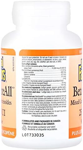 Back Of Natural Factors BetaCareAll Supplement Label Showing Nutritional Ingredients