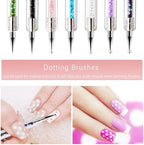 Detailed view of colorful handles and precision brush sizes