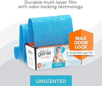 Diaper Genie Easy Roll Refill packaging showing odor lock technology
