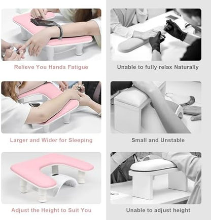 Adjustable nail tech arm rest details and texture