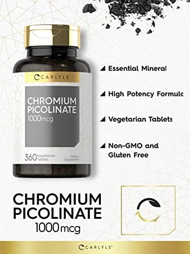 High potency Carlyle Chromium Picolinate 1000 Mcg supplement for metabolic health
