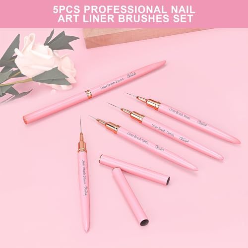 Voiluk nail art brush set showing size variety from 5mm to 25mm