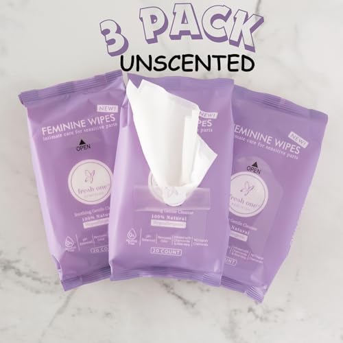 Close up of Fresh One intimate wipes texture and moisture level.