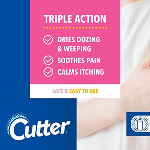 Cutter 116 grams anti itch spray bottle highlighting the triple action formula graphic.