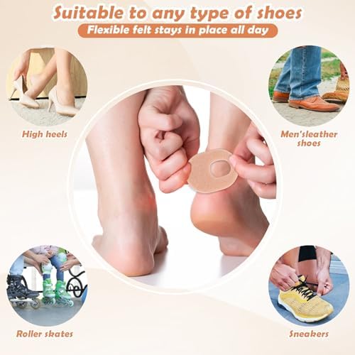 Side view of Shynek medical grade felt callus pads highlighting the oval shape and skin-tone color.