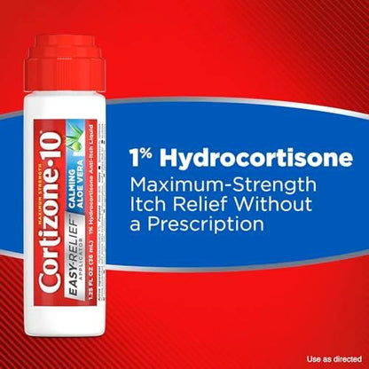 Cortizone-10 anti-itch liquid with aloe vera for eczema and insect bite relief.