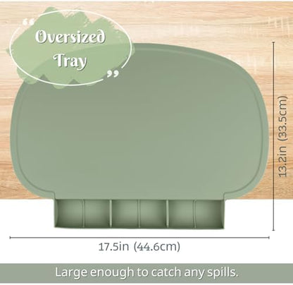 Side view highlighting the reinforced groove pocket designed to trap toddler food spills.