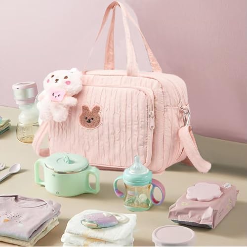 Lushandy travel nappy bag interior showing insulated thermal bottle slots