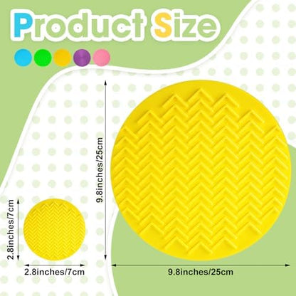 Lenwen tactile stepping circles laid out on the floor for a kids balance training game.