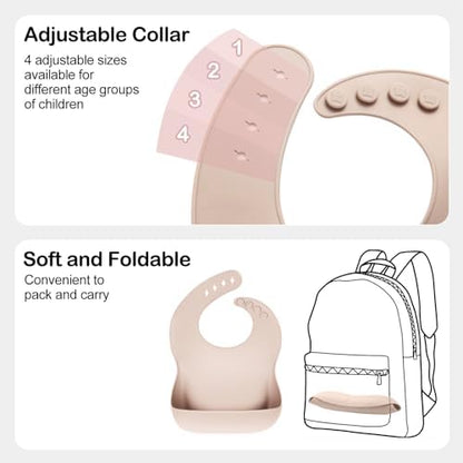 Three multi color medium size toddler bibs displayed flat
