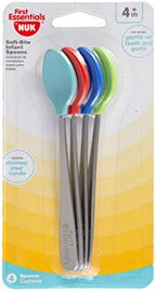 NUK silicone baby spoons showcasing the long slim handle design for easy jar feeding.