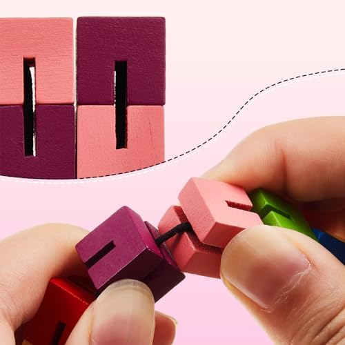 Six pieces of sumind imported educational brain teaser cube toys displayed together in vibrant geometric shapes