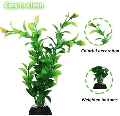 QUOZUO aquarium decor plastic plants providing a safe hiding spot for colorful community fish.