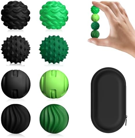 8-Pack Silicone Magnetic Sensory Fidget Balls, Stress Relief Toys for Adults and Teens(14+), Suitable for Autism ADHD Anxiety, Office Desk Fun Tactile Toy(Black&Green) - Image 2