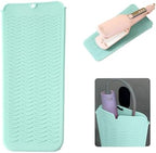 UORNERI heat resistant silicone mat green front view for hair straightener protection