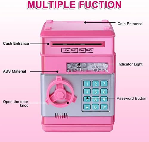 Silver security keypad and rotary switch dial on kids piggy bank